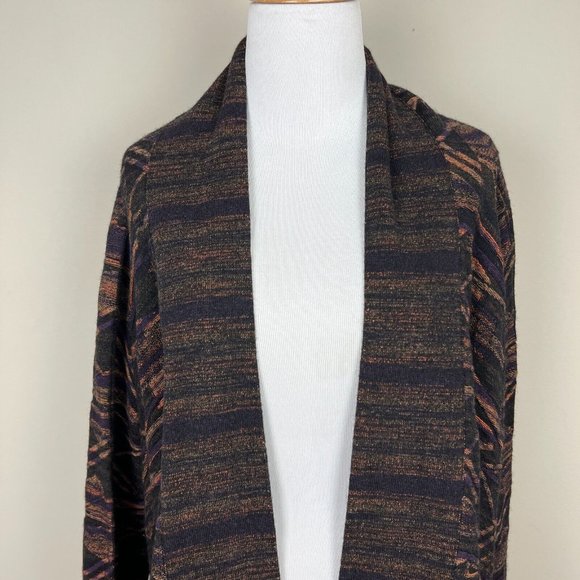 Soft Surroundings Cardigan Sweater Large Cascade Draped Wool Cotton Texture Knit - Picture 3 of 10